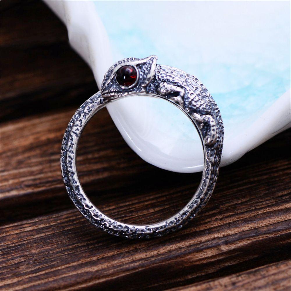 New Lady Men Gifts Personality Ring Lizard Chameleon Ring Jewelry