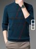 All Match Knitted Cable Stripe Sweater, Men's Casual Warm High Stretch Crew Neck Pullover Sweater For Men Fall Winter