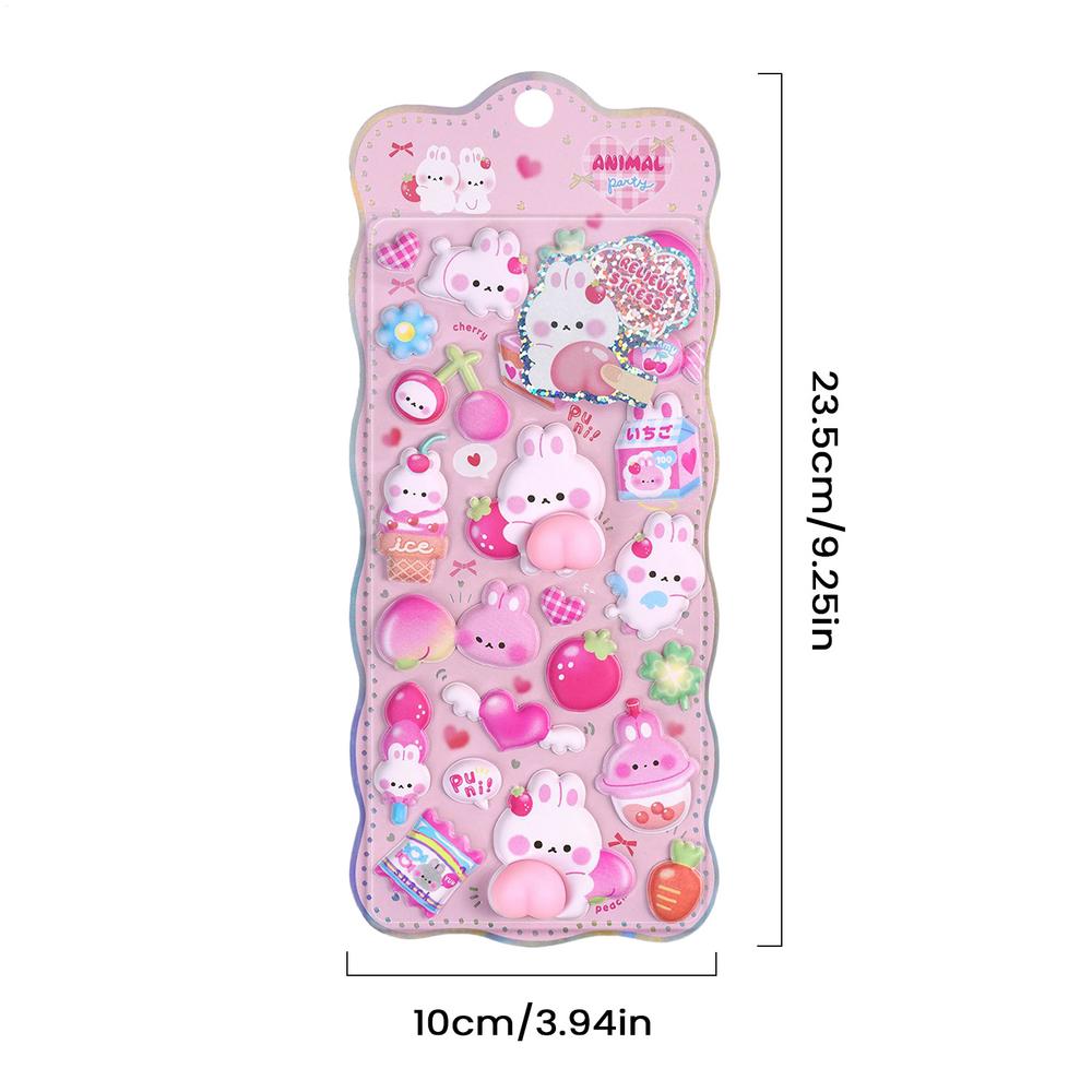 Cartoon 3D Stickers Self-Adhesive Cute Animal Decals 3D Stickers for Toddler Kids for Notebook Scrapbooking Planners Journals
