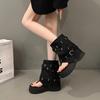 7Cm Thick-soled Toe Sandals Women's Spring and Summer 2025 New Inner Height Increase Spice Girl Round Head Pants Tube Cool Boots Women's Original