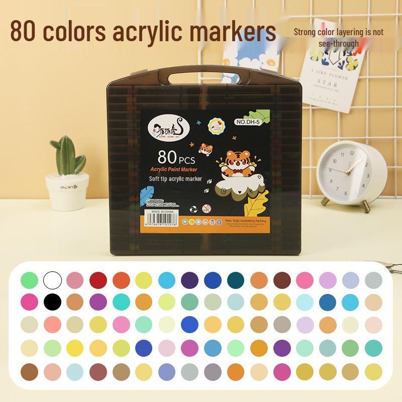 Top Tiger Acrylic Brush Marker Set for Kids - Soft Tip, Overlapping Colors, Little Black Box