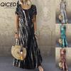 S-5XL Women Fashion Summer Spring Casual Short Sleeve O-Neck Dresses
