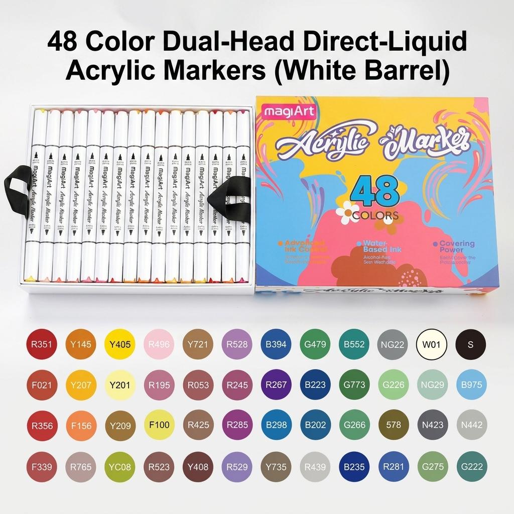 72 Color Dual-side Writing Double Head Direct Liquid Acrylic Non-Erasable Marker Pen Set Stackable Art Special Drawing Pen