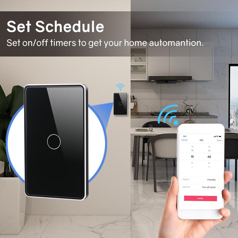 DUOMEI Smart Light Switch Toughened Glass Touch Tuya Switch Panel U.S. Wifi Zigbee 1/2/3/4 Gang Wall Switch Home Voice ABS