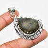 Labradorite Gemstone Handmade 925 Silver Plated Jewelry Pendant 2.00"