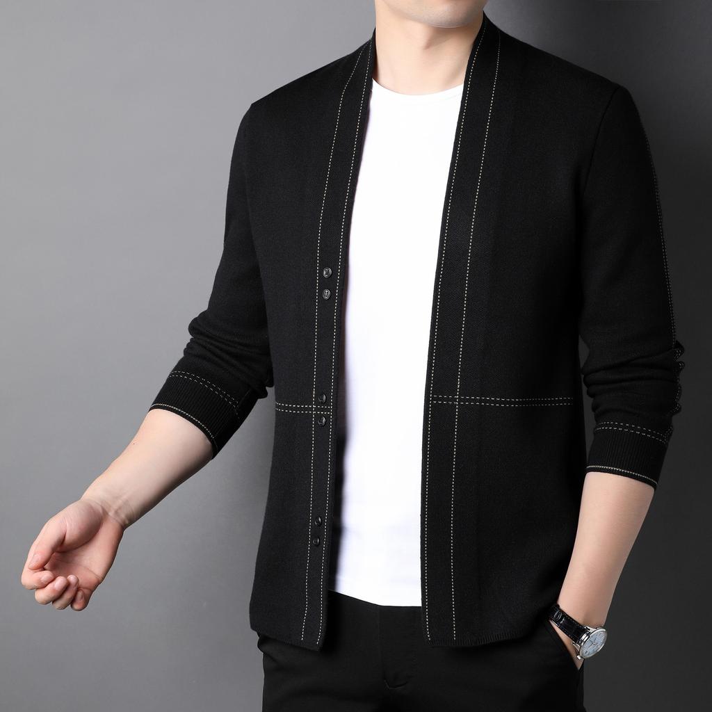 Autumn New Wool Young Men's Sweater Cardigan Wear Korean Version of The Trend Coat with Sweater