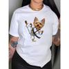 Футболка с принтом боевых искусств йоркширского терьера, короткий рукав, круглый вырез, женская одежда для отдыха на весну и лето