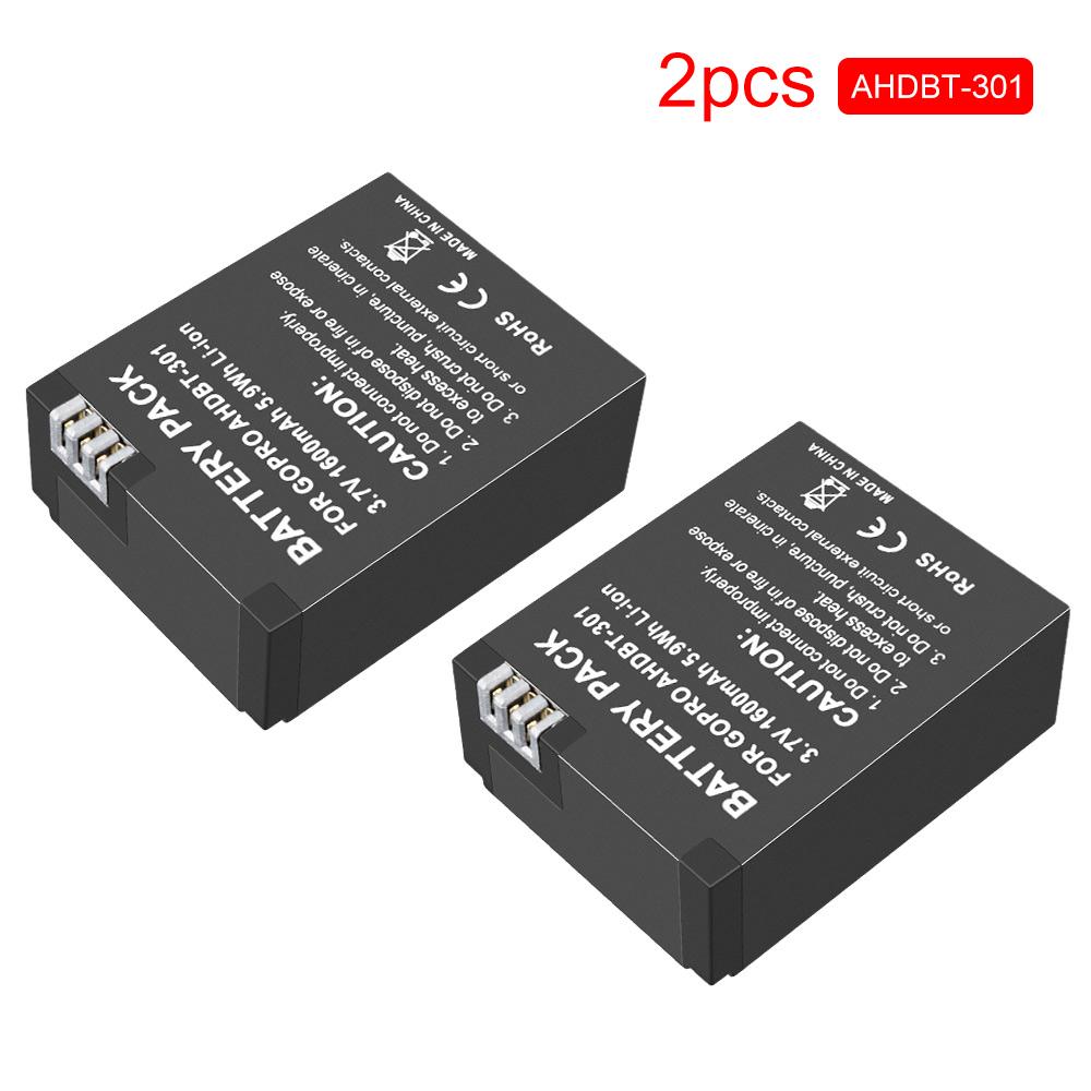 Литий-ионный аккумулятор AHDBT-301 3,7 В, 1600 мАч для GoPro Hero3 Gopro Hero 3/3+, оригинальный аккумулятор для камеры AHDBT 301 AHDBT 301 + зарядное устройство