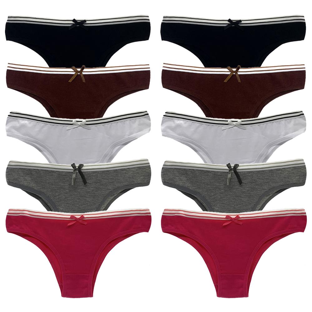 Panties for Woman Cotton Sexy Underwear Ladies Bikini Girls Briefs Soft Knickers Low Waist Intimates Lingerie 10Pcs/set