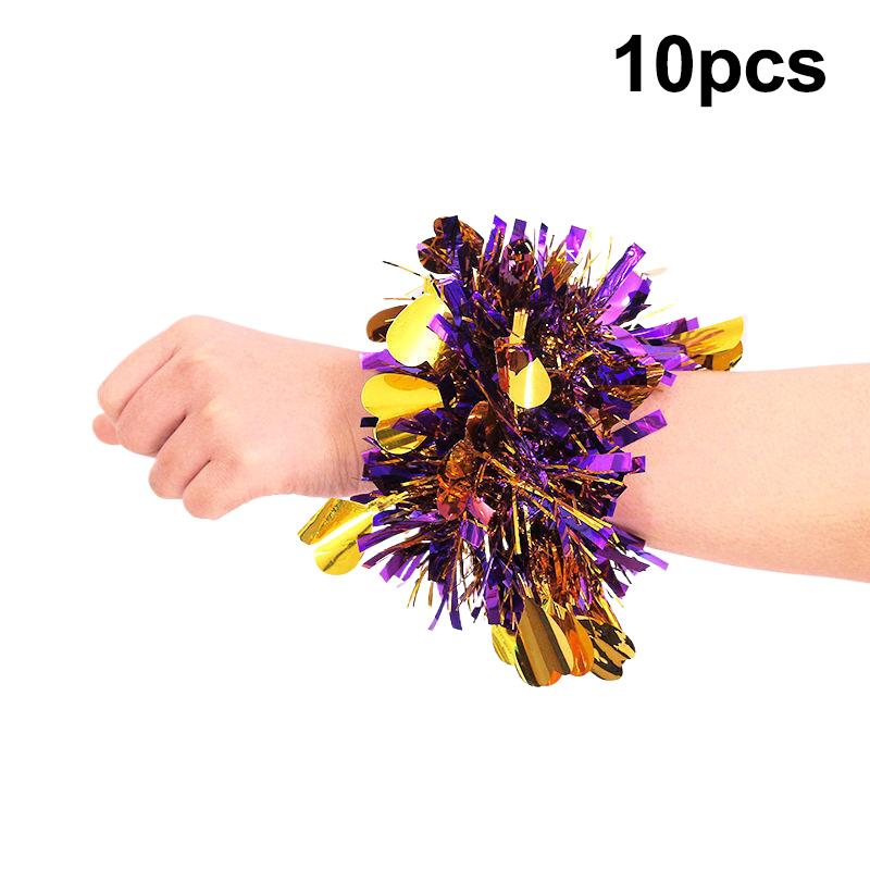 10 шт. Разноцветный мишурный браслет Эластичная лента Взрослые Дети Универсальный Реквизит для танцевального выступления Мишурный браслет на запястье для группы поддержки