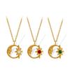 Hollow Star & Moon Opal Pendant Necklace - Luxury Clavicle Chain Jewelry