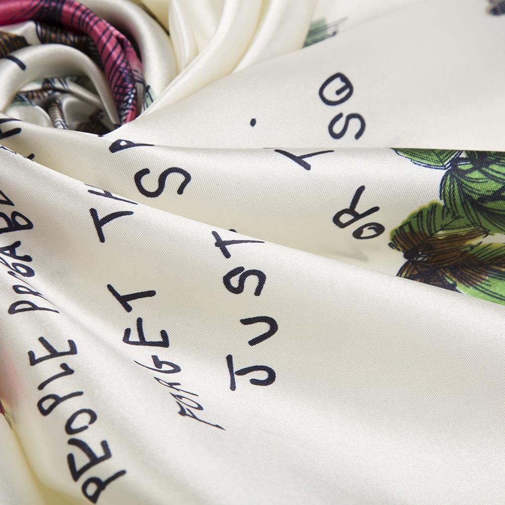 New Arrival Korean Style Hand Paint Rose Silk Satin Square Scarf Spring Autumn Women Scarfs Shawls 90*90 Cm Scarves