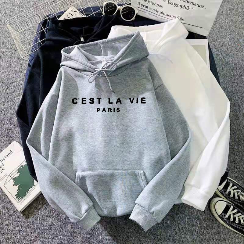 Letter Print New Hooded Sweater Women's Spring Long-sleeved Lazy Style Loose Hooded Top