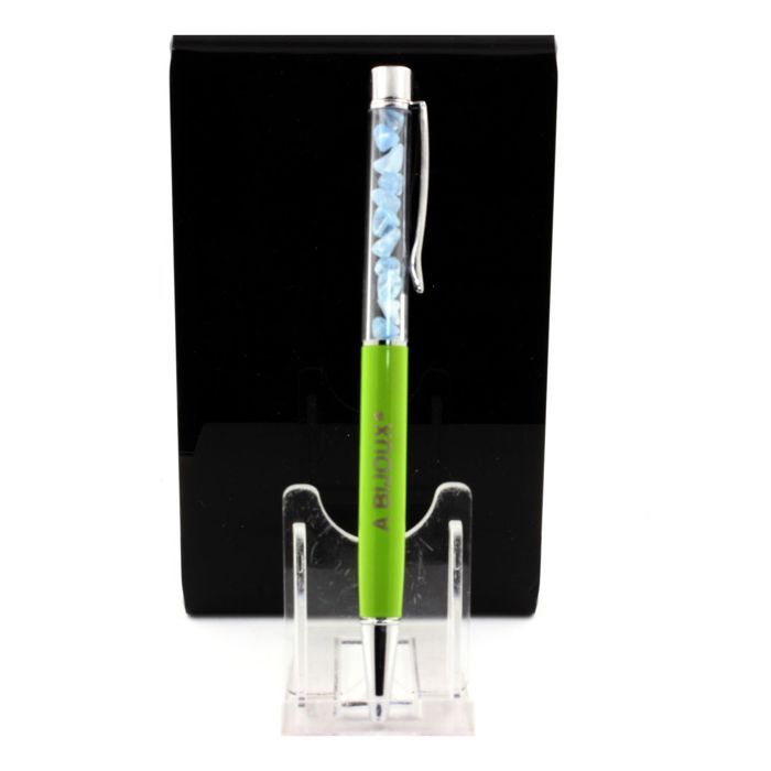 Stones and Minerals. Aquamarine Mineral Pen from Brazil. Apple Green Color.