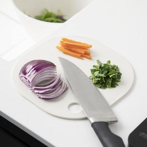 &NE Cutting Board Nikii White, 1 Piece, 18.5cm Wide X 18.5cm Deep X 0.3cm Thick, Made In Japan, Dishwasher Safe, Antibacterial, Small Mini Cutting Boa