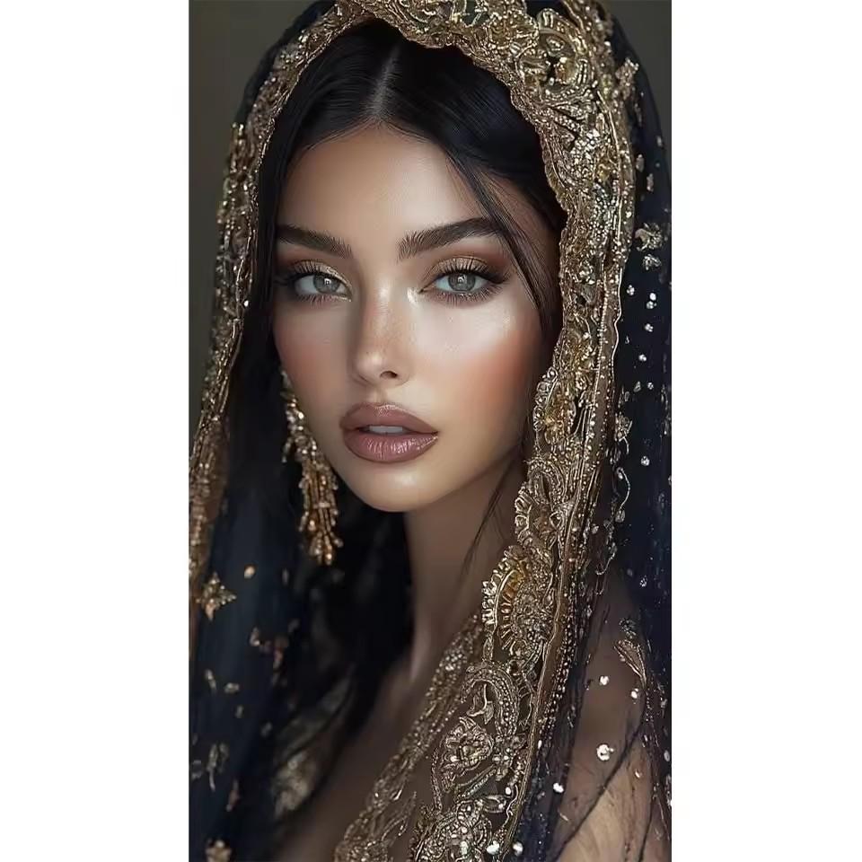 Хиджаб Женщины Ближнего Востока 5D Полная Квадратная Круглая Алмазная Живопись Искусство Мозаика Сделай Сам Набор для Вышивки Крестом Портрет Домашний Декор