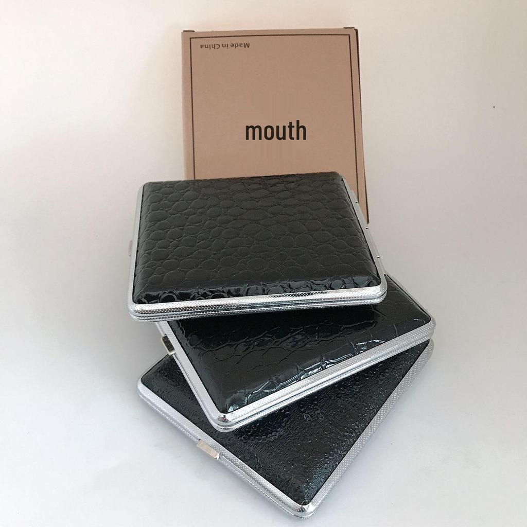 In-Stock Modern Leather 20-Piece Cigarette Case with Elastic Band - Portable Men's Smoking Accessory