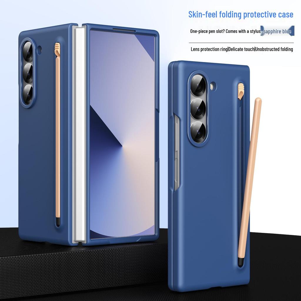 Чехол для Samsung Z Fold7/6: Совместимость с трансграничным использованием, Складной экран, Однотонный, Дизайн с ощущением кожи и держателем для стилуса