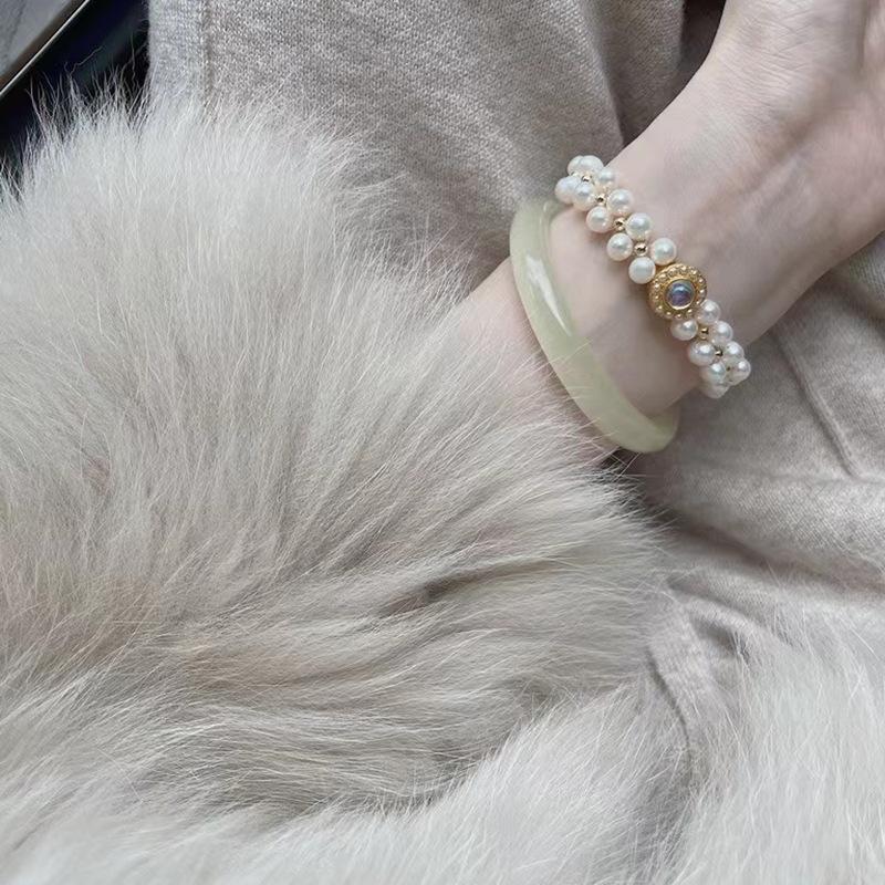 Браслет из жемчужного лунного камня, браслет во французском ретро-придворном стиле, легкая роскошь, темперамент, высококачественная бижутерия для женщин