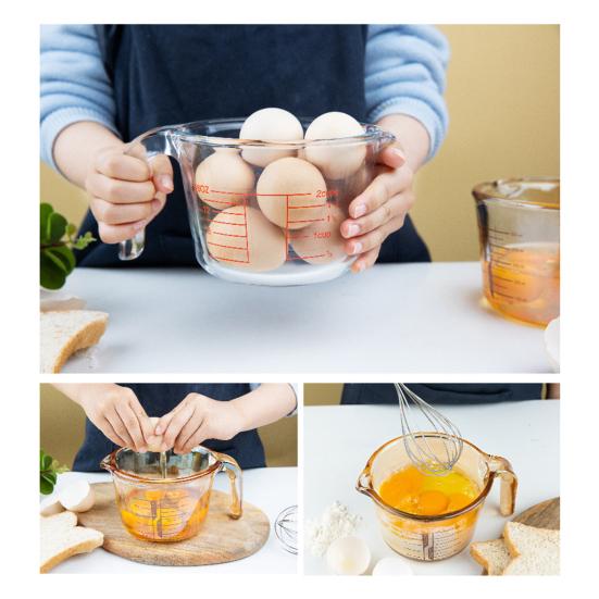 Glass Measuring Cup with Spout 500ml Heat-Resistant Kitchen Measuring Tool Microwave Safe Milk Cup for Kids Breakfast