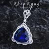 Luxury Ruby Pendant Necklace Royal Blue Ring Color Treasure Earrings Jewelry Fat Triangle Blue Diamond Set Women