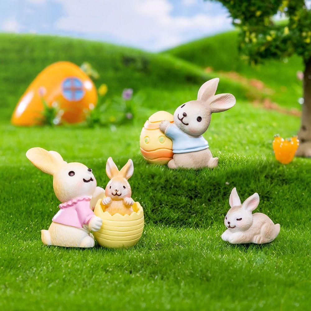 Пасхальное яйцо, миниатюрные безделушки, смоляная мультяшная статуя Бууни, подарок, мини-фигурка пасхального кролика