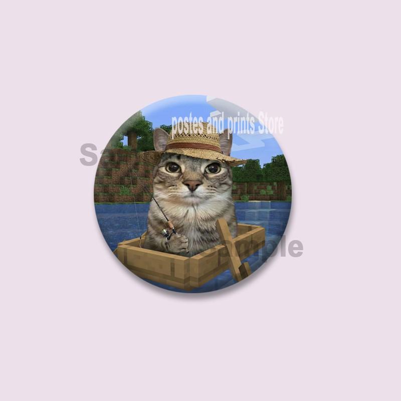 Funny Pet Cat Series Brooches Cute Animal Lapel Pins Cartoon Round Badge on Backpack Accessories Jewelry Gifts for Friends Kids