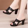 Fashion Women High Heels Summer Slippers Woman Open Toe Casual Block Heel Platform Genuine Leather Shoes 32-43 Women Sandals