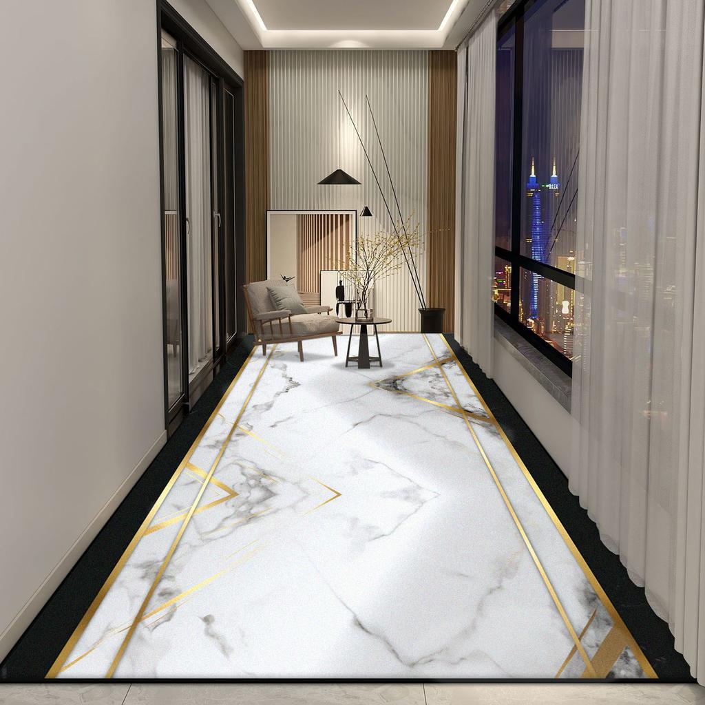 Белый Мраморный Ковер-Дорожка для Длинного Коридора Скандинавская Роскошная Декорация Гостиная Нескользящий Ковер для Прохода Холл Отеля Лестница Моющиеся Коврики