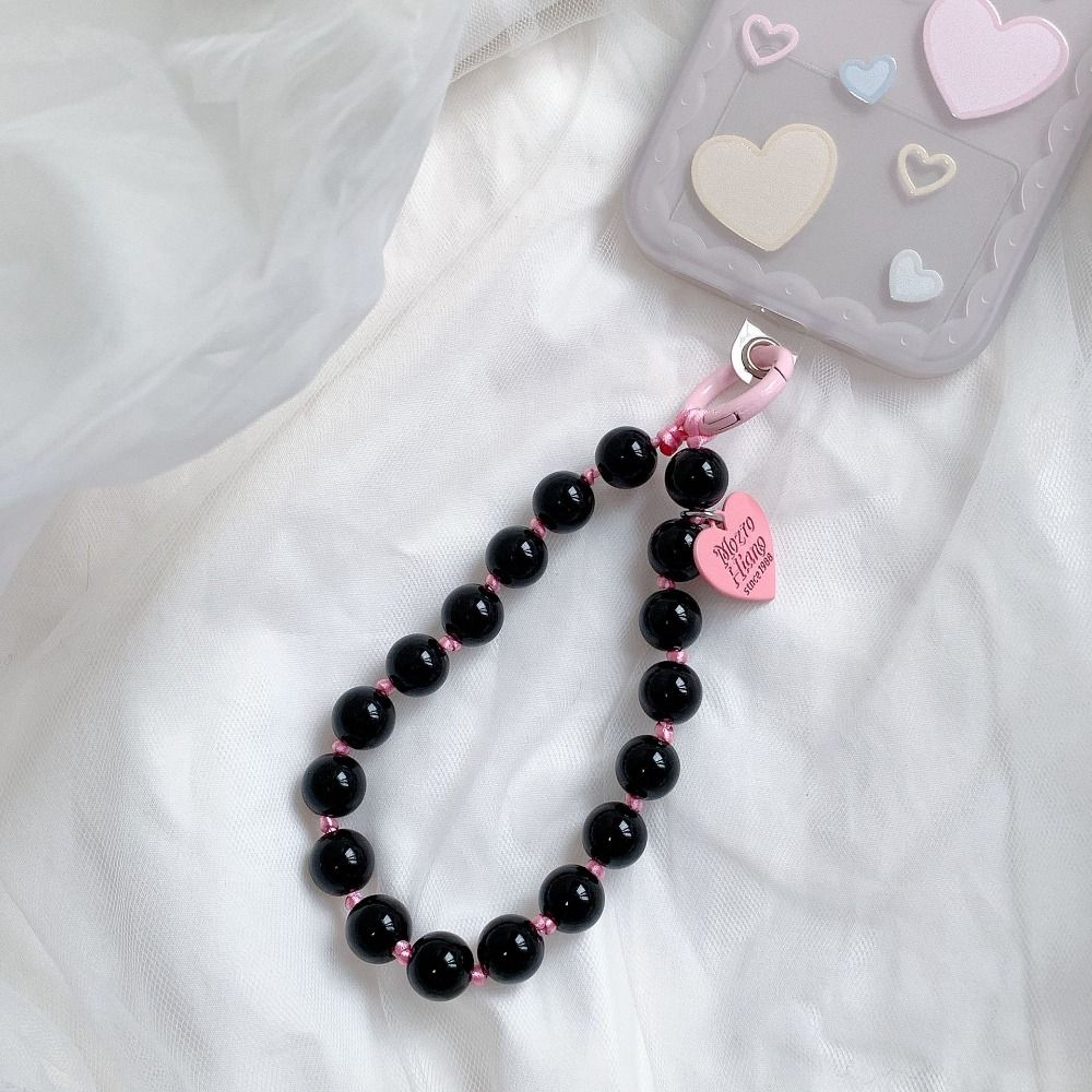 Fashion Phone Wrist Strap Love Heart Beaded Pendant Lanyard Phone Chain Phone Lanyard