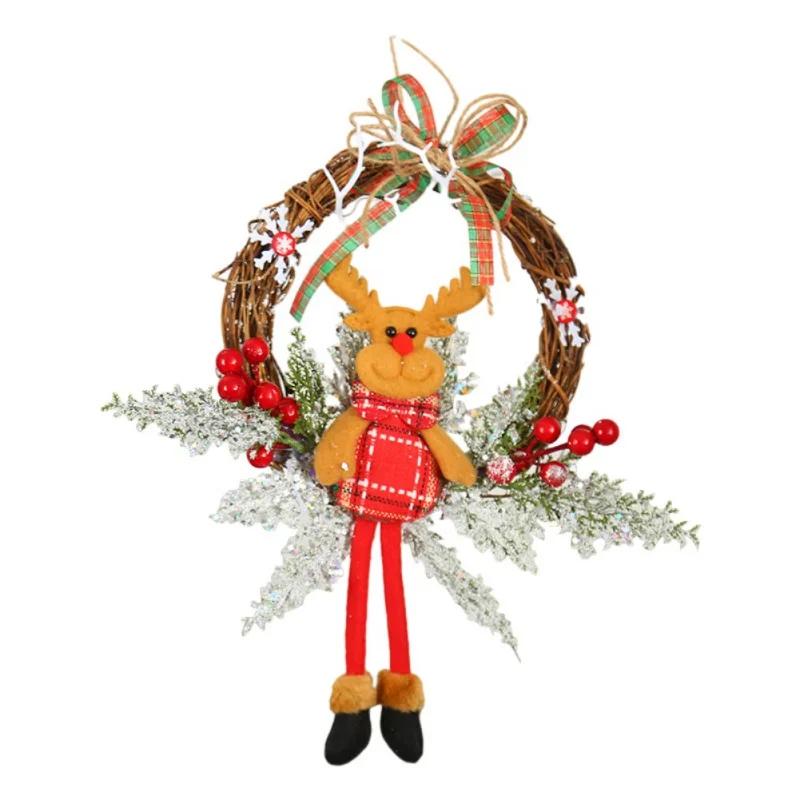 Рождественский венок Безликий старик Декор для подвешивания на дверь Подвесная гирлянда для Рождества Нового года Рождественское украшение 46см 35см