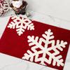 Christmas Floor Mat Faux Cashmere Snowman Letter Printing Anti-slip Doormat Water Absorbent