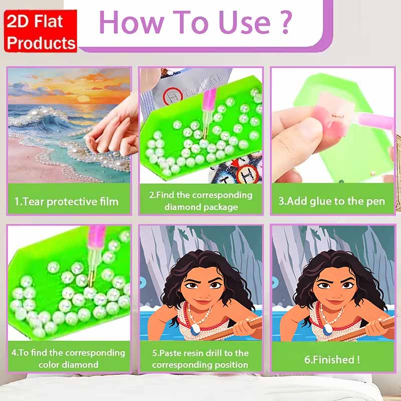 Disney Жемчужная живопись Моана Ручная работа DIY Жемчуг Драгоценные камни Картины Поделки Особая форма Домашний Декор Стены
