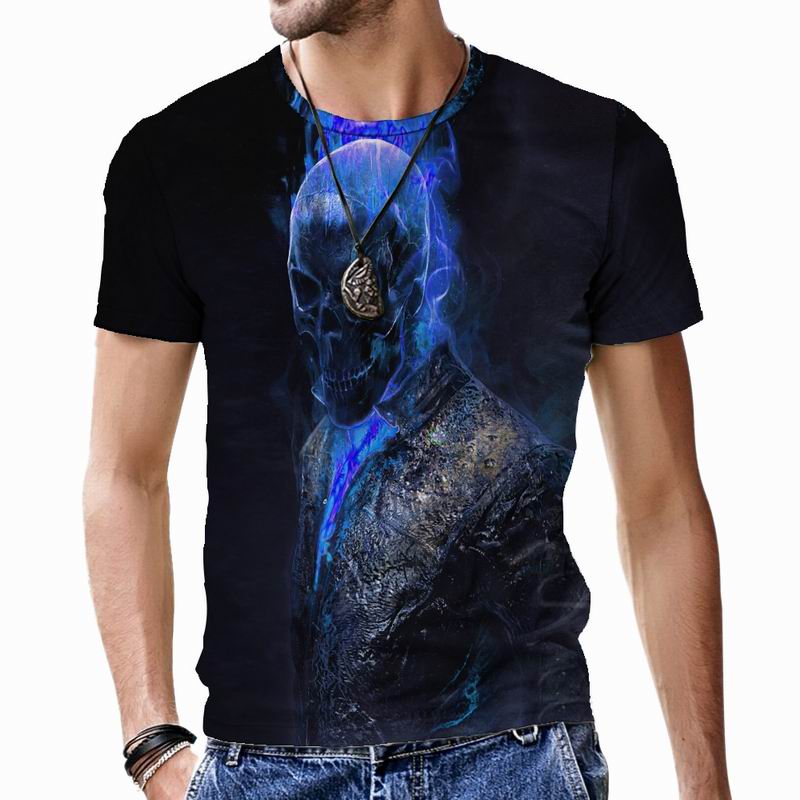 Мужская футболка Terror Skull с коротким рукавом, свободная в стиле хип-хоп, Harajuku, крутая повседневная одежда с 3D принтом, забавные топы большого размера, дышащие мужские