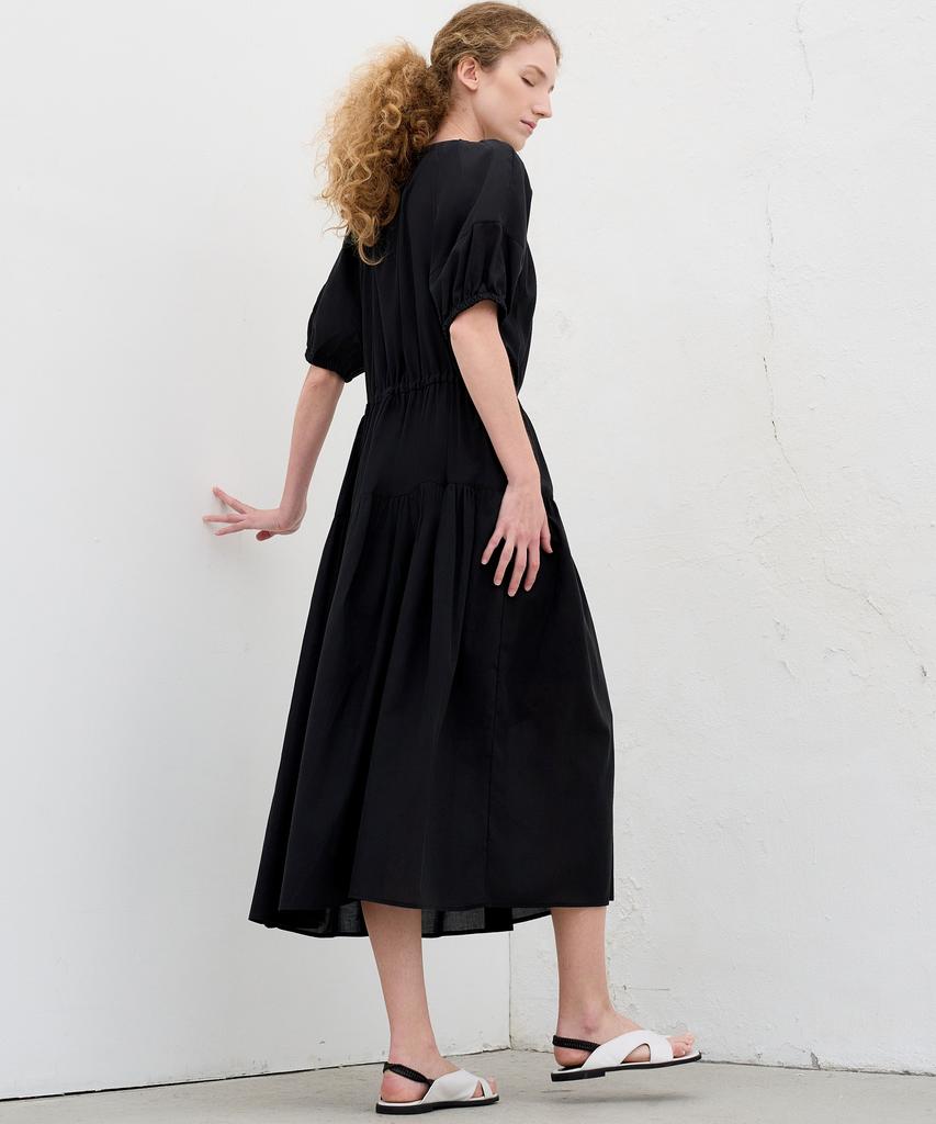 Mite Flare Pin-Tuck Dress_Black