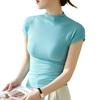Women's Summer Shoulder Inserted Short-sleeved Thin Stand-up Collar Half-high Neck Tight T-shirt