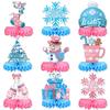 New Style, Christmas Theme, Cartoon, Pink Blue, Snowflake Snowman, Desktop Honeycomb Ornament, Party Decoration Supplies
