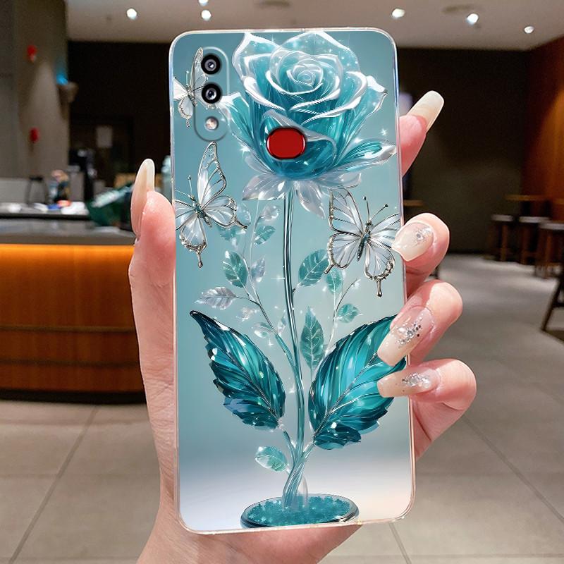 Case For Samsung A10s M01s Clear Silicone Fashion Butterfly Flower Soft Back Cover For Samsung Galaxy A10s Protective Phone Case