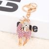 Keychain Alloy Electroplated Three-Dimensional Goat Key Chain with Colorful Rhinestones Lobster Clasp Key Ring Bag Accessories