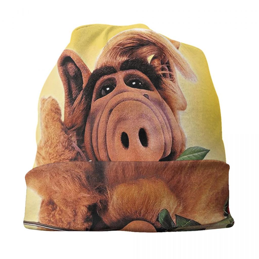 Шапка-бини «Альф с цветком», унисекс, зимняя теплая шапка, женские вязаные шапки, уличные лыжные шапки с изображением чужого существа, шапки-бини Skullies, шапки