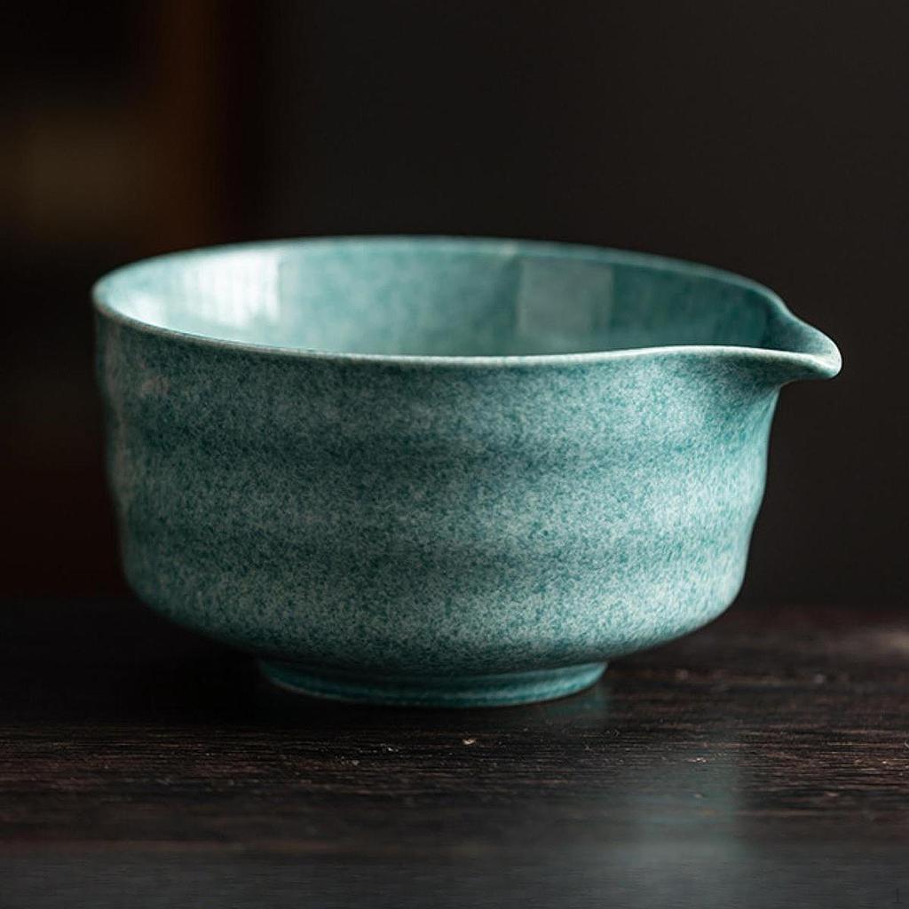 Ceramic Green Tea Bowl 500ml 14x12.6x7.2cm Lightweight for Friends Lovers Multifunctional