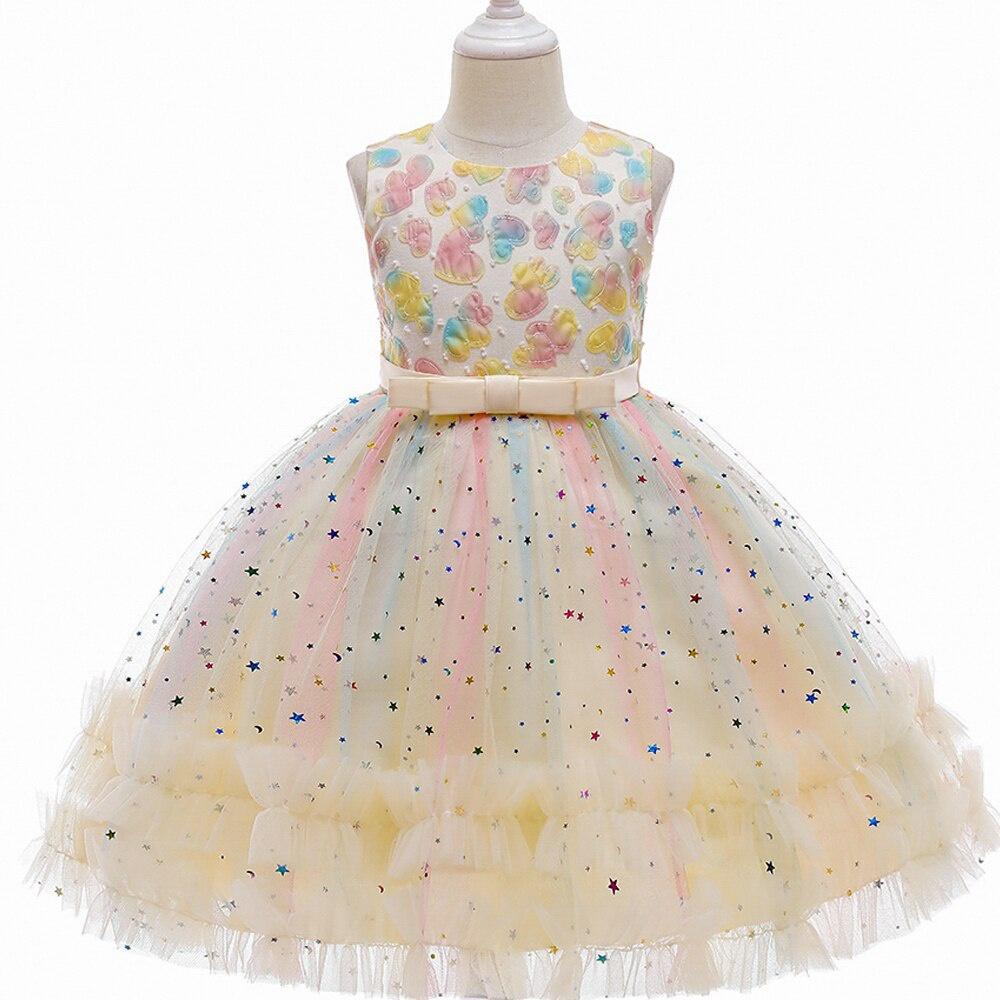 Блестящее платье принцессы из тюля для девочек 3-10 лет, вечернее платье с аппликацией в виде сердца с градиентом, весна 2025 г.