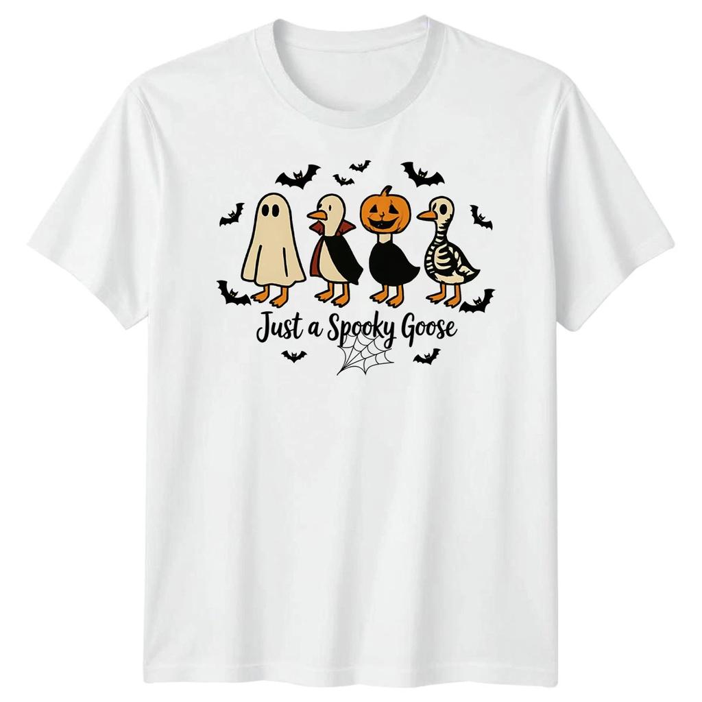 Spooky Goose Halloween T-Shirt Skeleton Witch Pumpkin Ghost Tee For Adults Kids
