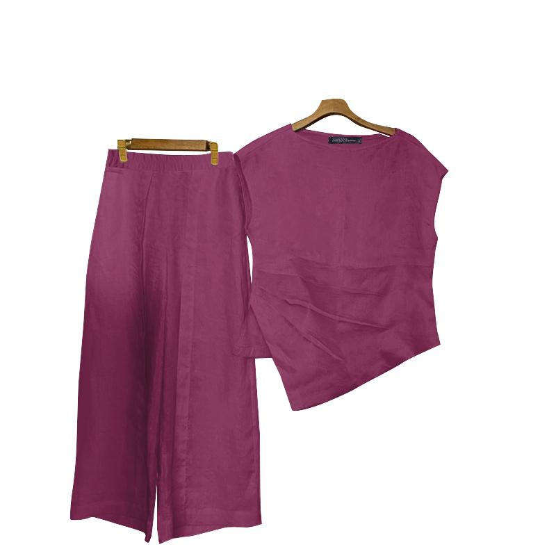 ZANZEA Женские топы и брюки-майки, повседневные комплекты из двух предметов