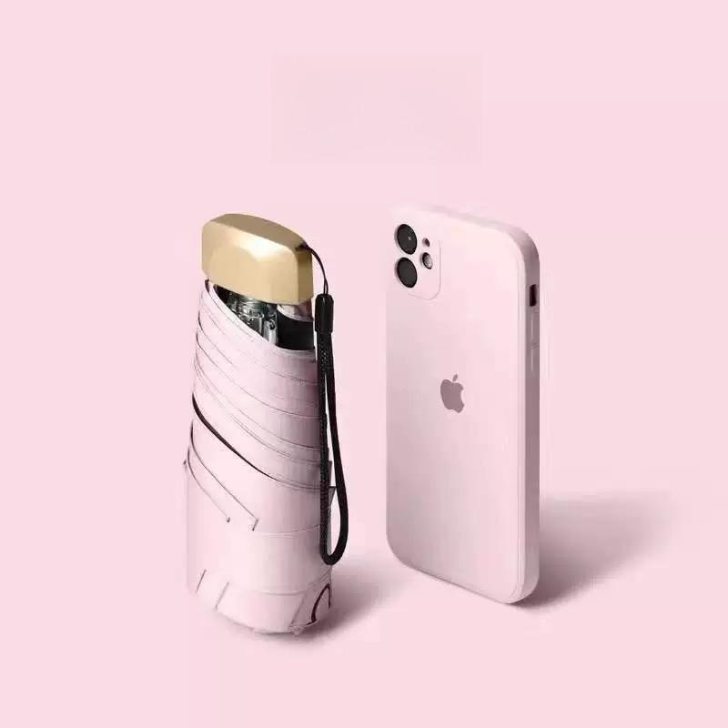 1PC 5 Fold Ultra Light Mini Umbrella Compact Travel Sun UV Protection Pocket Umbrella with Rubber Handle Parasol Umbrella