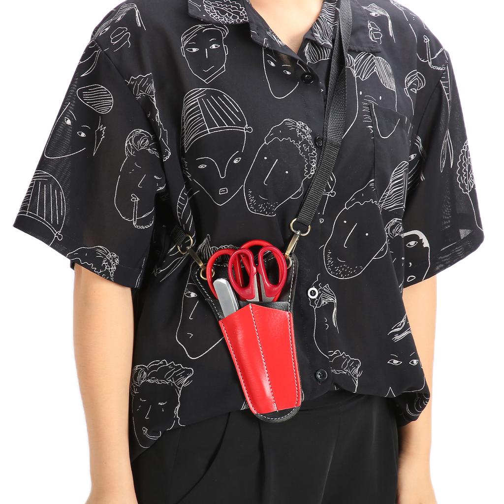 Кобура для парикмахерских ножниц, сумка из искусственной кожи, парикмахерские инструменты, сумка с плечевым ремнем, красная