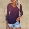 Женская модная повседневная свободная футболка с v-образным вырезом и рукавами 3/4 с принтом, женский топ