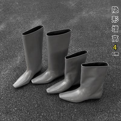 Версия из коровьей кожи~ осень и зима новые простые с квадратным носком универсальные темпераментные на низком каблуке рыцарские сапоги женские с рукавом полусапоги женские