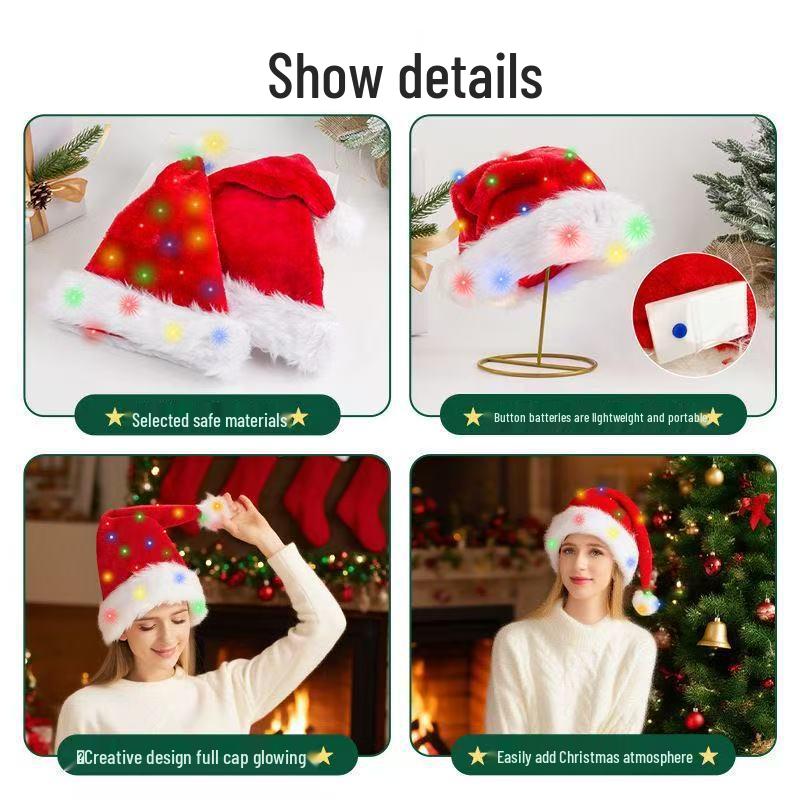 2025 High-End Multicolor Plush Christmas Hat for Adults & Kids - Perfect for Party Costumes & Decorations