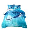 Ocean Blue Whale Duvet Set Submarine Animal Printed Bed Three-Piece Quilt Set